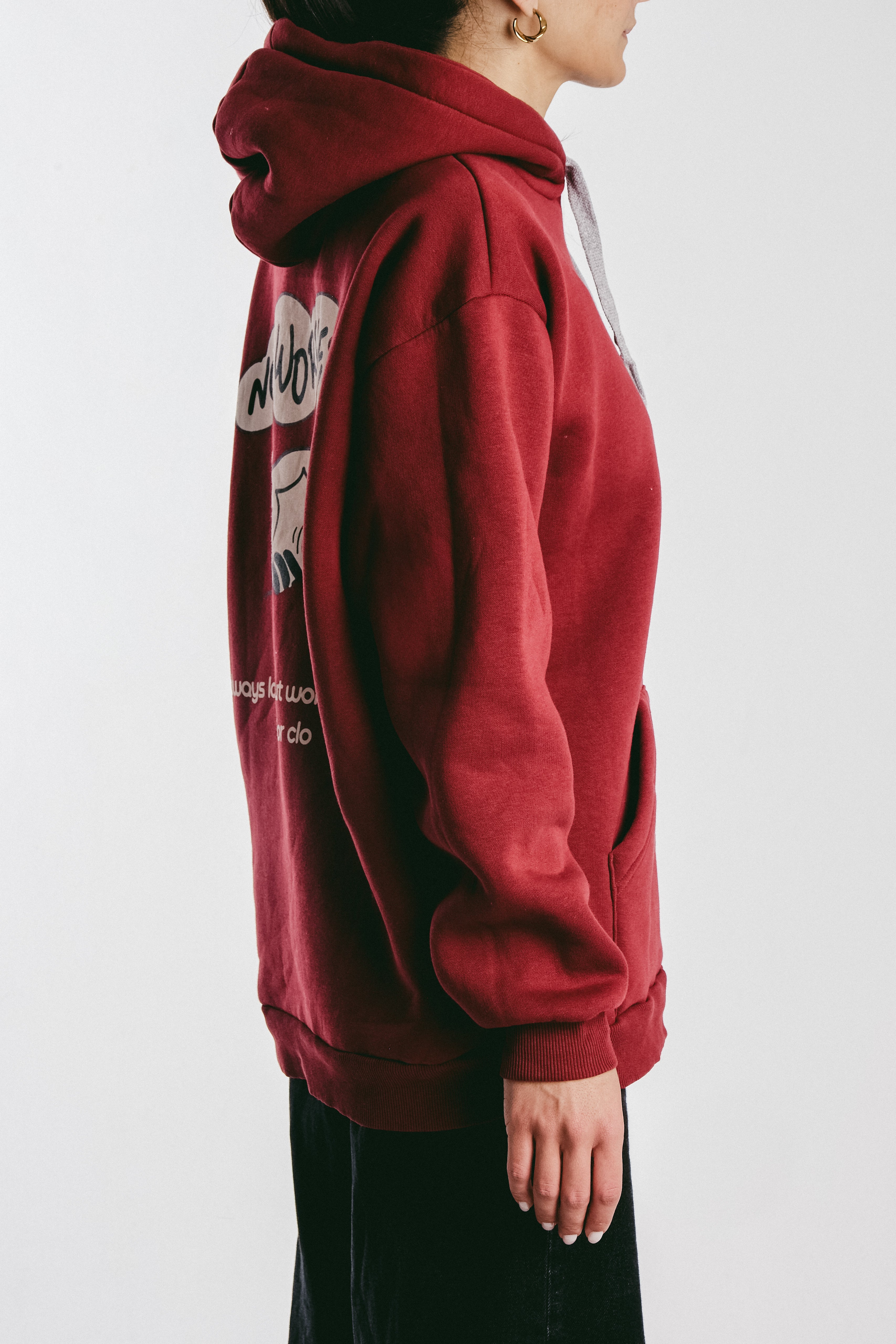 Maroon No Worries Hoodie